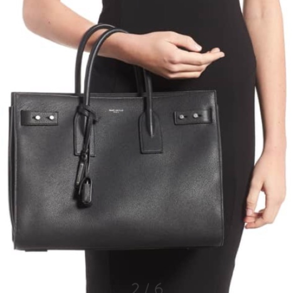 SAINT LAURENT Med Sac de Jour Grained Leather Tot - Picture 2 of 11